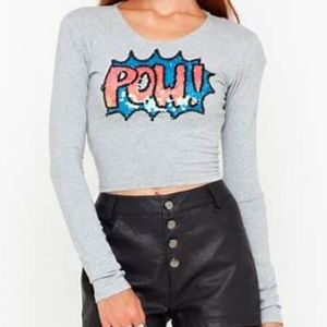 Motel rocks sequin POW crop top M